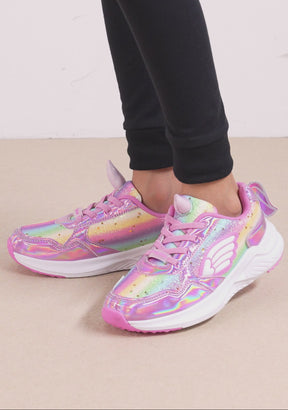 Girl's Pink Unicorn With Lights Sneakers