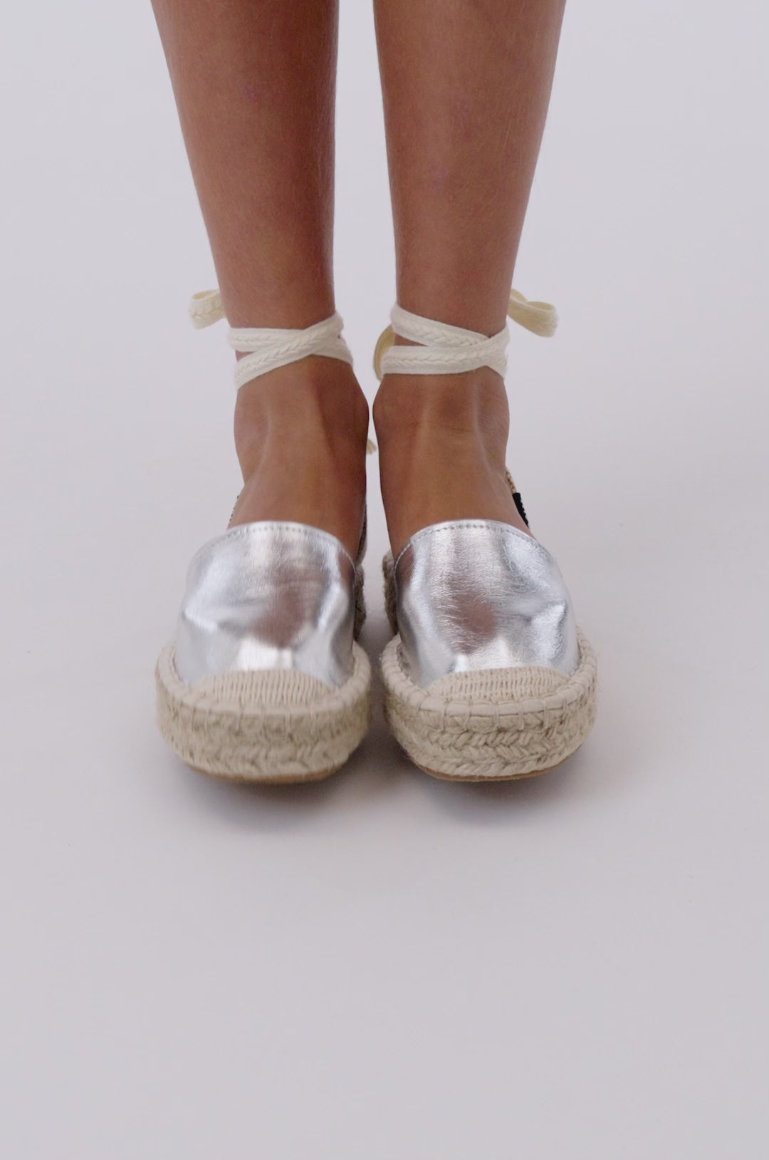 Load video: Silver Basic Espadrilles