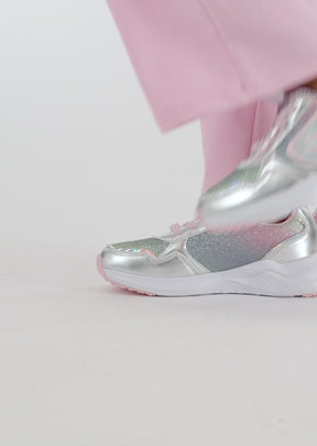 Silver Glitter Unicorn Sneakers with Lights