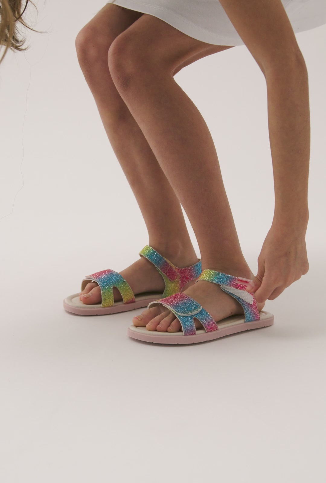 Load video: Rainbow Glitter Barefoot Goflex Sandals