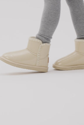 Beige Patent Fur Australian Boots