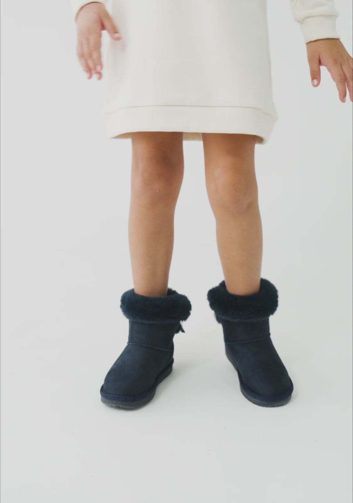 Load video: Navy Bow Water Repellent Australian Boots