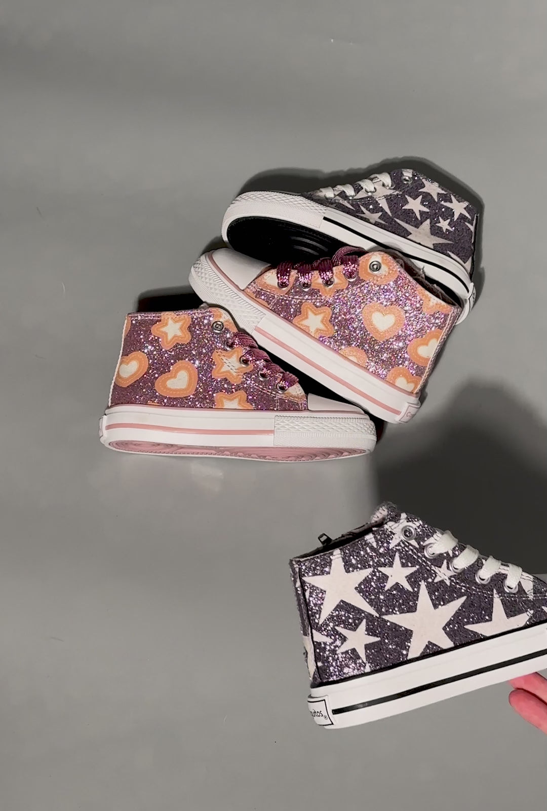 Load video: Silver Glows in the Dark High Sneakers