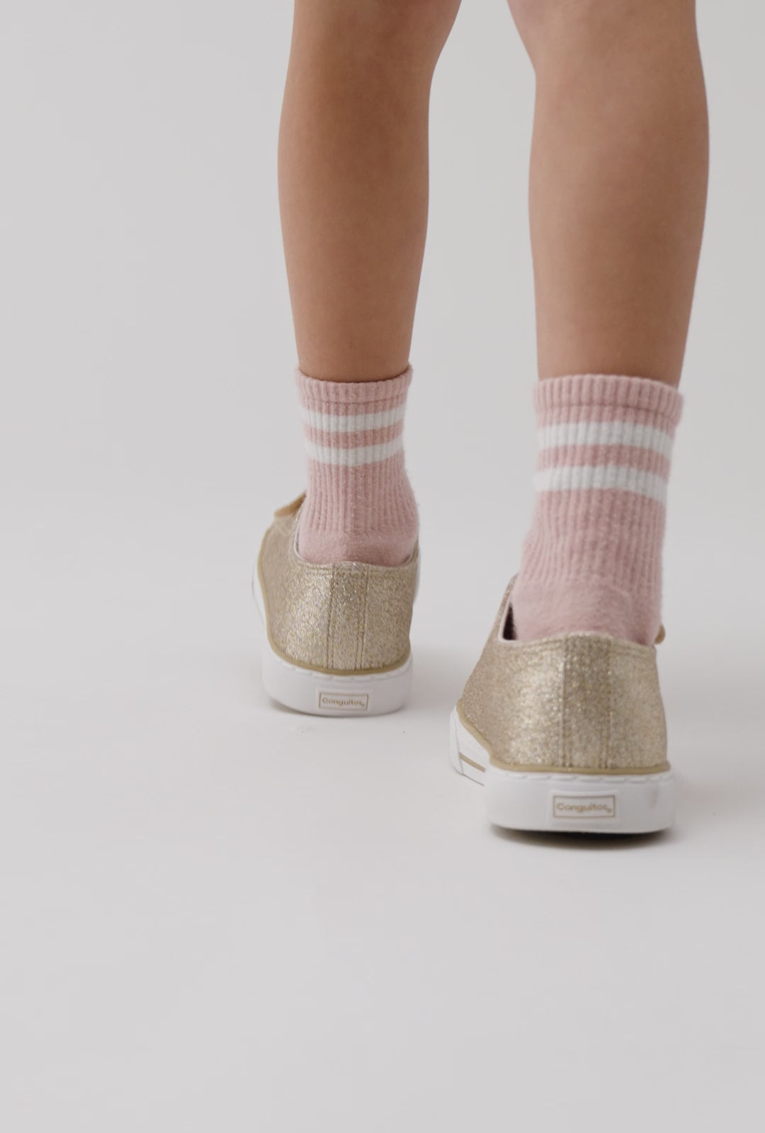 Load video: Gold Glitter Canvas Sneakers