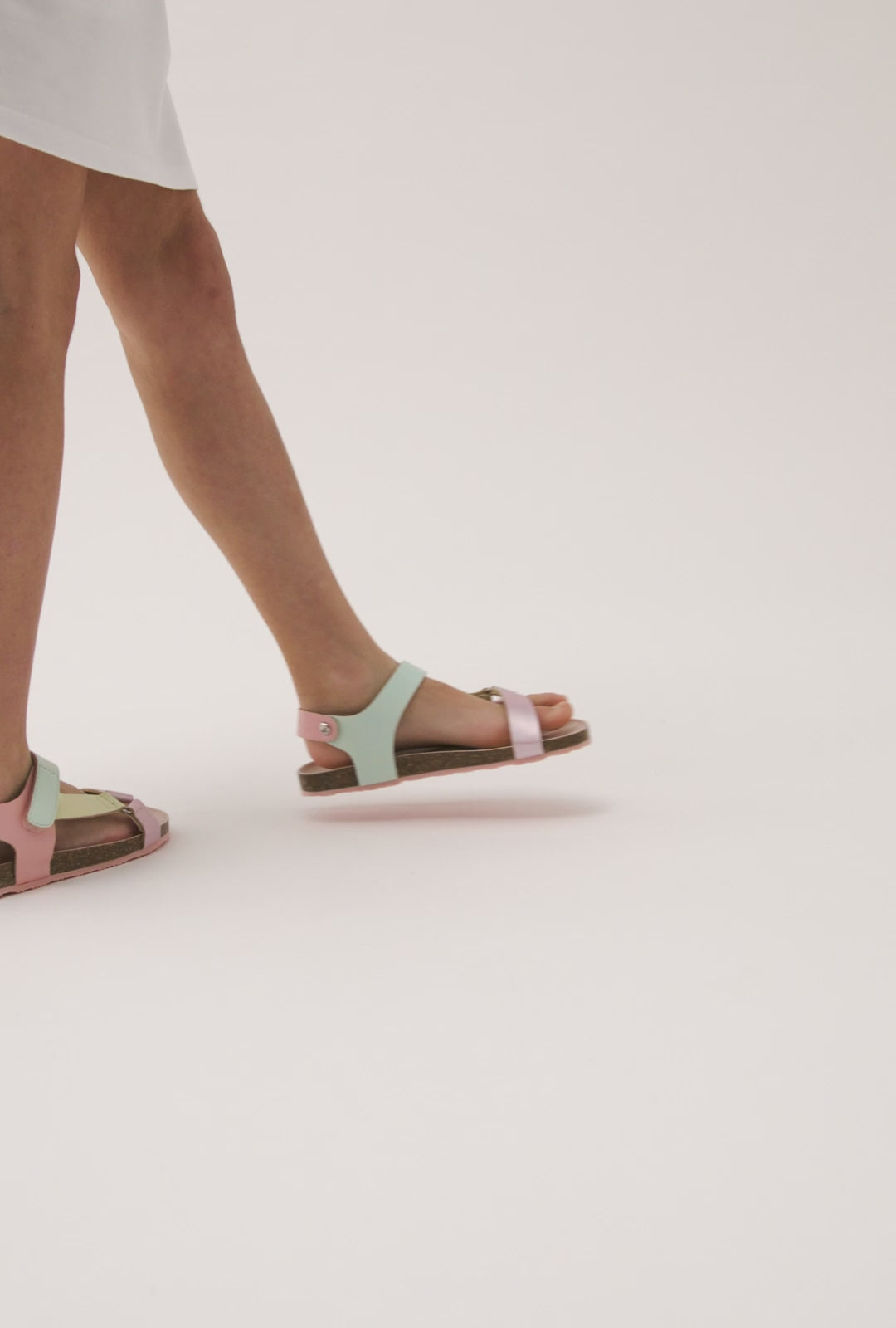 Load video: Multi Rainbow Strips Bio Sandals
