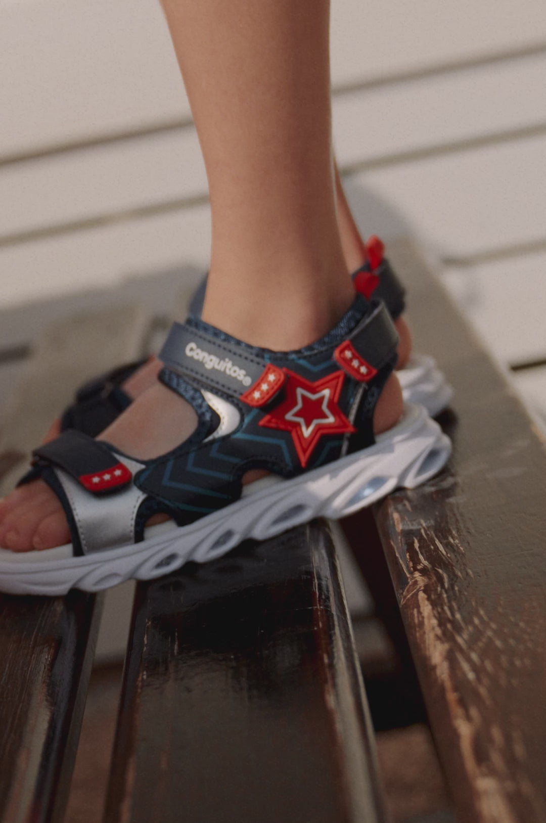 Load video: Navy With Lights Sport Sandals