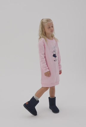 Rosafarbenes Sweatshirtkleid mit Teddybär