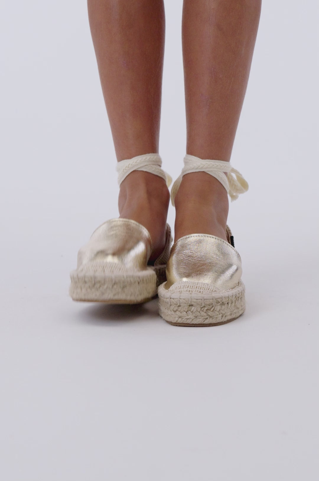 Load video: Gold Basic Espadrilles