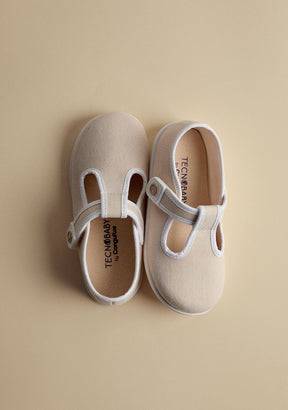 TECNOBABY ZAPATOS / SANDALIAS / TIRAS Baby´s Beige Canvas Respectful Mary Janes