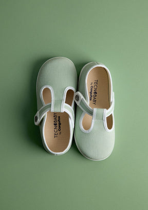 TECNOBABY ZAPATOS / SANDALIAS / TIRAS Baby´s Green Canvas Respectful Mary Janes
