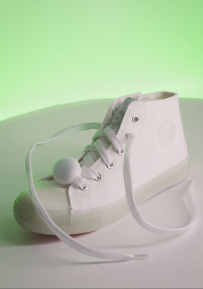 Unisex White Cord With Lights Hi-Top Sneakers Canvas